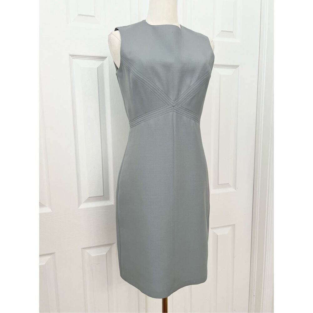 Valentino Womens Dove Gray Sleeveless Wool Shift Dress Size 0